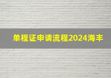 单程证申请流程2024海丰