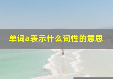 单词a表示什么词性的意思