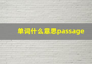 单词什么意思passage