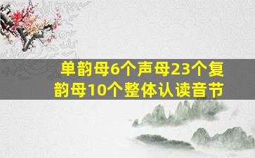 单韵母6个声母23个复韵母10个整体认读音节