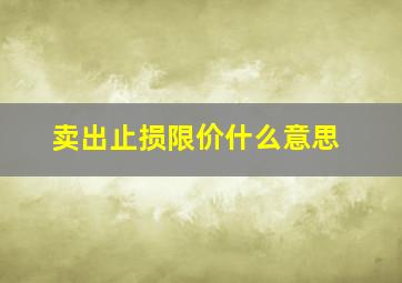 卖出止损限价什么意思