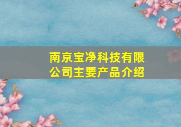 南京宝净科技有限公司主要产品介绍