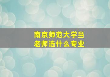 南京师范大学当老师选什么专业