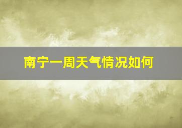 南宁一周天气情况如何