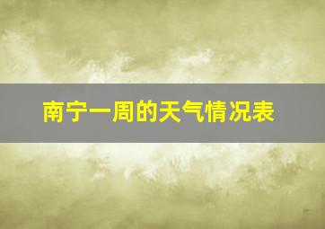 南宁一周的天气情况表