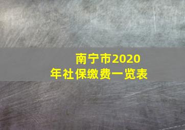 南宁市2020年社保缴费一览表