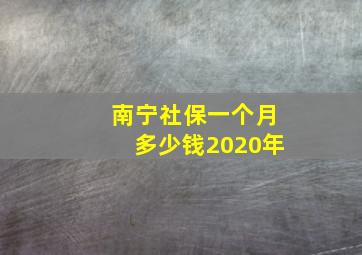 南宁社保一个月多少钱2020年