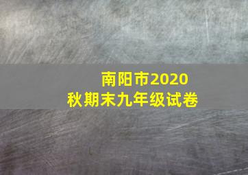 南阳市2020秋期末九年级试卷