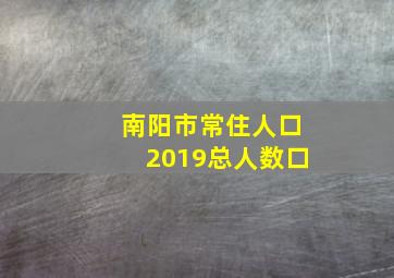 南阳市常住人口2019总人数口