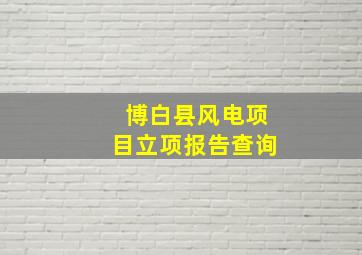 博白县风电项目立项报告查询