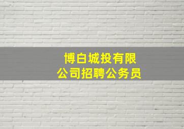 博白城投有限公司招聘公务员