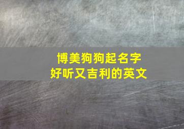 博美狗狗起名字好听又吉利的英文