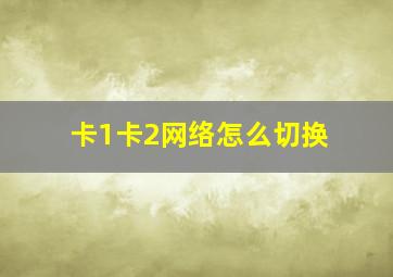 卡1卡2网络怎么切换