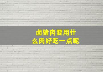 卤猪肉要用什么肉好吃一点呢