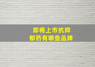 即将上市抗抑郁药有哪些品牌