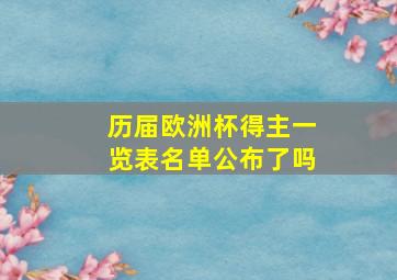 历届欧洲杯得主一览表名单公布了吗