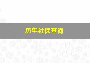 历年社保查询