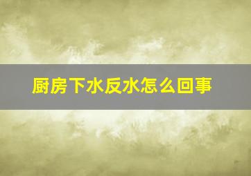 厨房下水反水怎么回事