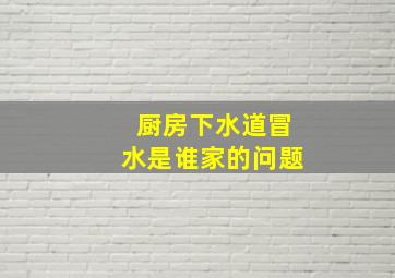 厨房下水道冒水是谁家的问题