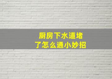 厨房下水道堵了怎么通小妙招