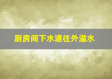 厨房间下水道往外溢水