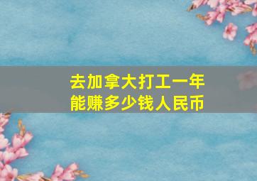 去加拿大打工一年能赚多少钱人民币