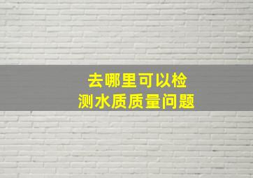 去哪里可以检测水质质量问题