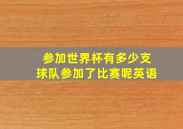 参加世界杯有多少支球队参加了比赛呢英语