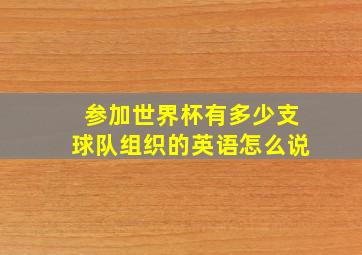 参加世界杯有多少支球队组织的英语怎么说