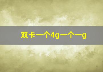 双卡一个4g一个一g