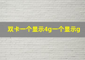 双卡一个显示4g一个显示g