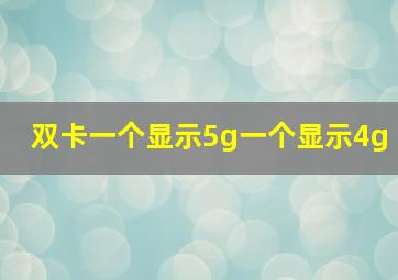 双卡一个显示5g一个显示4g