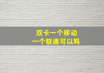 双卡一个移动一个联通可以吗