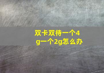 双卡双待一个4g一个2g怎么办