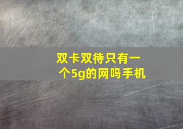 双卡双待只有一个5g的网吗手机