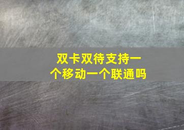 双卡双待支持一个移动一个联通吗