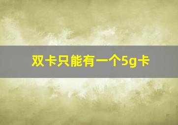 双卡只能有一个5g卡