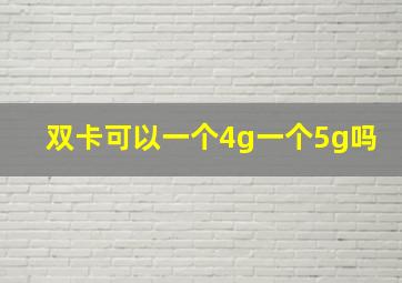 双卡可以一个4g一个5g吗