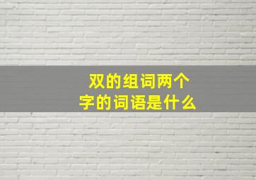 双的组词两个字的词语是什么