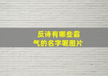 反诗有哪些霸气的名字呢图片