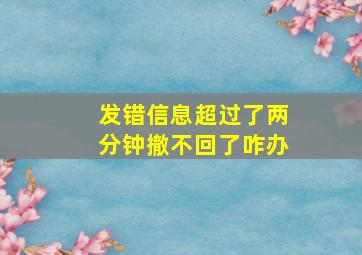 发错信息超过了两分钟撤不回了咋办