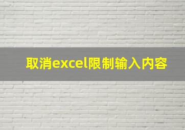 取消excel限制输入内容