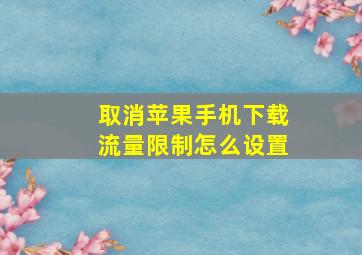 取消苹果手机下载流量限制怎么设置