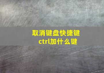 取消键盘快捷键ctrl加什么键