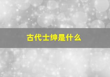 古代士绅是什么