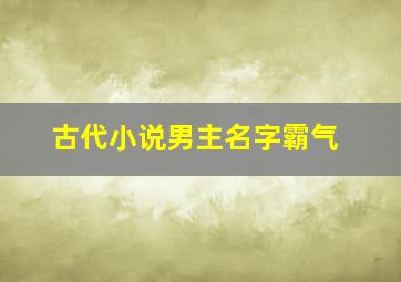 古代小说男主名字霸气