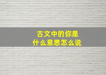 古文中的你是什么意思怎么说