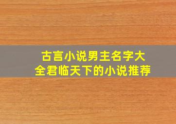 古言小说男主名字大全君临天下的小说推荐