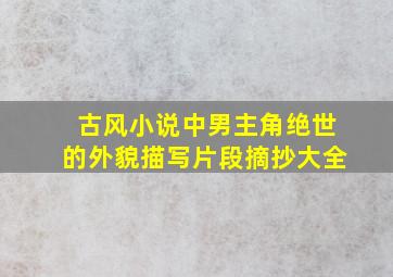 古风小说中男主角绝世的外貌描写片段摘抄大全