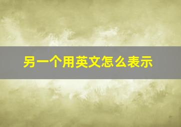 另一个用英文怎么表示